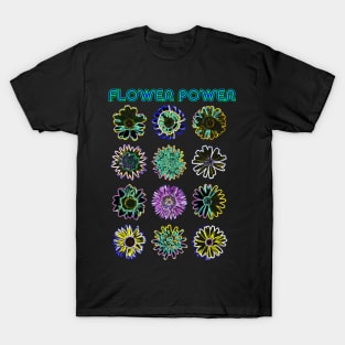 Flower Power Neon Psychedelic Flowers T-Shirt